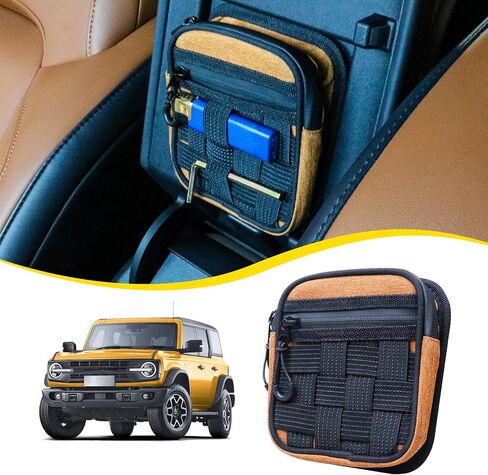وحدة تخزين منظم لوحدة التحكم المركزية متوافقة مع 2017 2018 2019 2020 2021 Ford F150 ملحقات وحدة التحكم ومسند الذراع وحقيبة مخفية مع لوحة مولي حزام تكتيكي، برتقالي in Kuwait