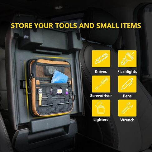 وحدة تخزين منظم لوحدة التحكم المركزية متوافقة مع 2017 2018 2019 2020 2021 Ford F150 ملحقات وحدة التحكم ومسند الذراع وحقيبة مخفية مع لوحة مولي حزام تكتيكي، برتقالي in Kuwait