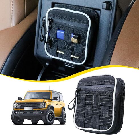 وحدة تخزين منظم لوحدة التحكم المركزية متوافقة مع 2017 2018 2019 2020 2021 Ford F150 ملحقات وحدة التحكم ومسند الذراع وحقيبة مخفية مع لوحة مولي حزام تكتيكي، برتقالي in Kuwait