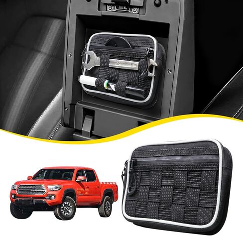 وحدة تخزين منظم لوحدة التحكم المركزية متوافقة مع 2017 2018 2019 2020 2021 Ford F150 ملحقات وحدة التحكم ومسند الذراع وحقيبة مخفية مع لوحة مولي حزام تكتيكي، برتقالي in Kuwait