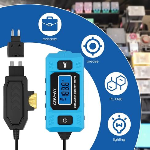 Automotive Circuit Fault Probe Tester, 20A 48V Current Tester with Test Pen, Led Display & Front Lighting, 0.01A~19.99A High-Precision Car Relay Fuse Blade Checker for Various Vehicles in Saudi Arabia