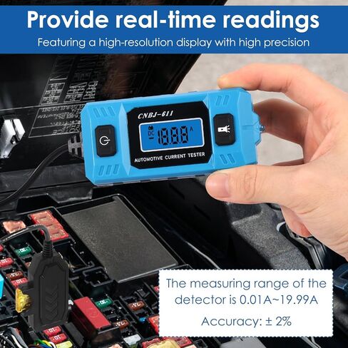 Automotive Circuit Fault Probe Tester, 20A 48V Current Tester with Test Pen, Led Display & Front Lighting, 0.01A~19.99A High-Precision Car Relay Fuse Blade Checker for Various Vehicles in Saudi Arabia