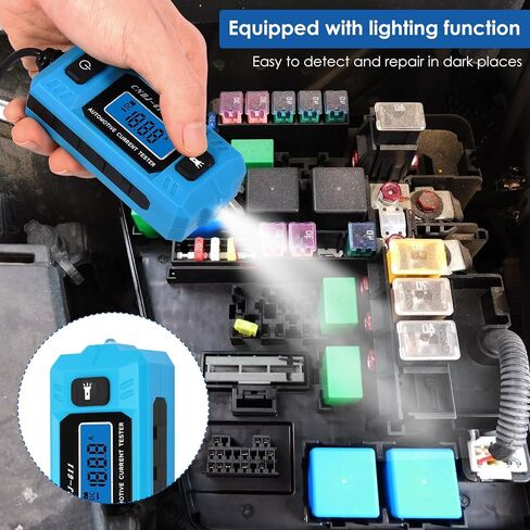 Automotive Circuit Fault Probe Tester, 20A 48V Current Tester with Test Pen, Led Display & Front Lighting, 0.01A~19.99A High-Precision Car Relay Fuse Blade Checker for Various Vehicles in Saudi Arabia