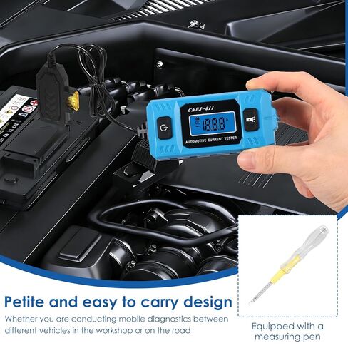 Automotive Circuit Fault Probe Tester, 20A 48V Current Tester with Test Pen, Led Display & Front Lighting, 0.01A~19.99A High-Precision Car Relay Fuse Blade Checker for Various Vehicles in Saudi Arabia