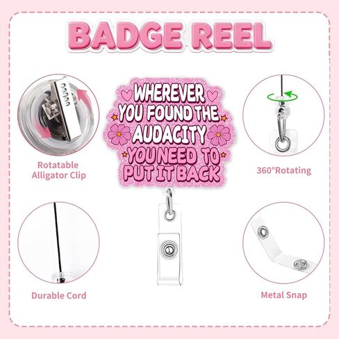 3Pcs Funny Cute Badge Reel Retractable Nurse Badge Holder with Alligator Clip Pink Nurse Doctor Gifts Accessories Fun Office Medical Stuff Essentials in Saudi Arabia