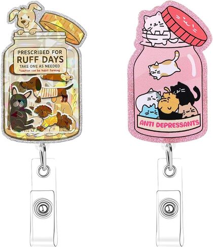 2Pcs Funny Nurse Badge Reel Cute Cat Dog Nursing Badge Reel Retractable Positive and Inspirational Id Card Holder with Clip for Rn Healthcare Doctor Nurse Dog Cat Lovers Gifts. in Saudi Arabia