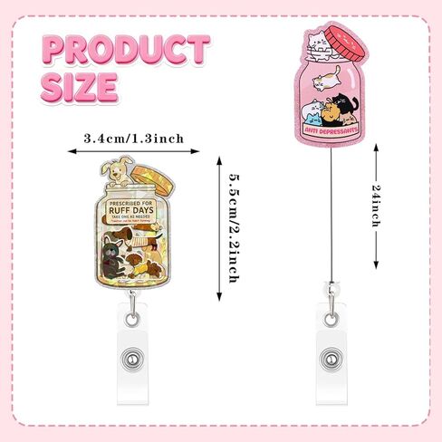 2Pcs Funny Nurse Badge Reel Cute Cat Dog Nursing Badge Reel Retractable Positive and Inspirational Id Card Holder with Clip for Rn Healthcare Doctor Nurse Dog Cat Lovers Gifts. in Saudi Arabia