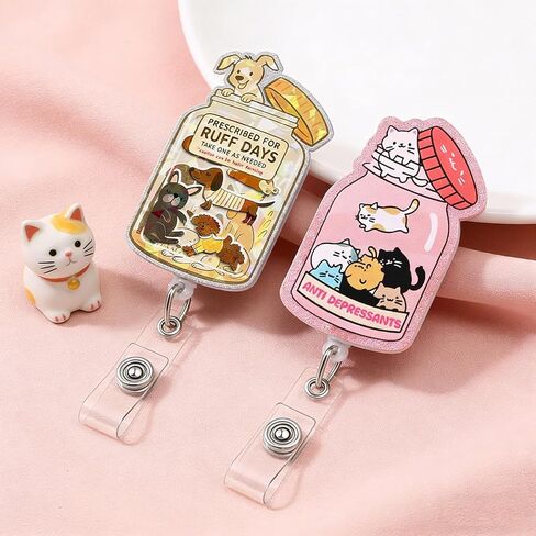 2Pcs Funny Nurse Badge Reel Cute Cat Dog Nursing Badge Reel Retractable Positive and Inspirational Id Card Holder with Clip for Rn Healthcare Doctor Nurse Dog Cat Lovers Gifts. in Saudi Arabia