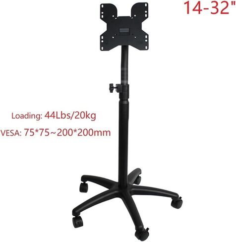 Monitor Desk Mount Monitor Stand Mobile Cart for 14"-32" Led LCD Screen, Height Adjustable Monitor Stand, Floor-Standing Single Monitor Stand, Hold Up to 44.0Lbs Computer in Saudi Arabia