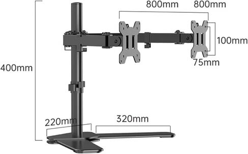 Monitor Desk Mount Dual Monitor Desk Stand, Freestanding Dual Monitor Stand Fits 2 Screens Up to 30 Inch, 26.4 Lbs, Steel Mount Base Fully Adjustable Desk Mount Computer in Saudi Arabia