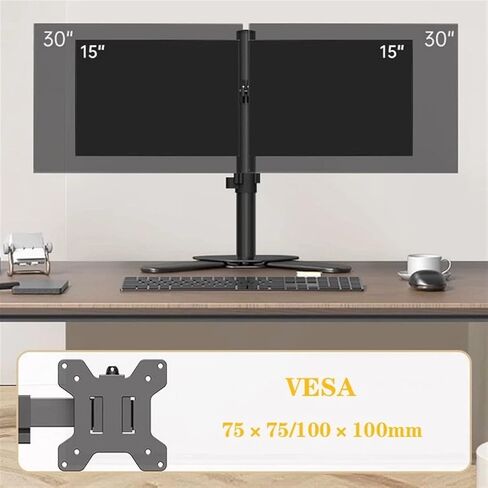 Monitor Desk Mount Dual Monitor Desk Stand, Freestanding Dual Monitor Stand Fits 2 Screens Up to 30 Inch, 26.4 Lbs, Steel Mount Base Fully Adjustable Desk Mount Computer in Saudi Arabia
