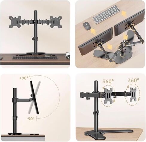 Monitor Desk Mount Dual Monitor Desk Stand, Freestanding Dual Monitor Stand Fits 2 Screens Up to 30 Inch, 26.4 Lbs, Steel Mount Base Fully Adjustable Desk Mount Computer in Saudi Arabia