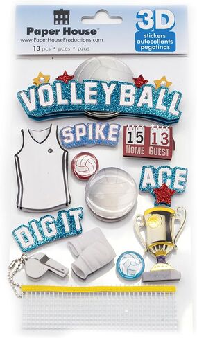 Paper House Productions STDM-0064E 3D Cardstock Stickers, Volleyball (3-Pack) in Saudi Arabia