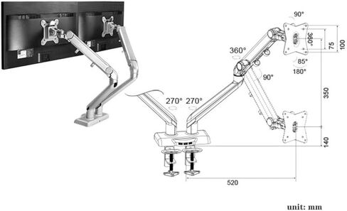 Dual Monitor Stand with Mechanical Spring Arms, Fully Adjustable Desk Mount for 17-32 Inch Screens, Holds 19.8Lbs Per Arm in Saudi Arabia