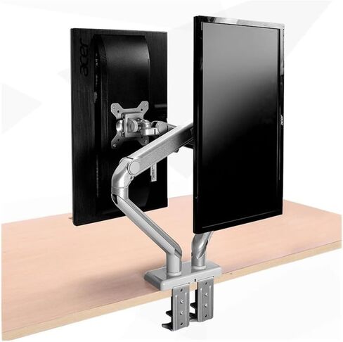 Dual Monitor Stand with Mechanical Spring Arms, Fully Adjustable Desk Mount for 17-32 Inch Screens, Holds 19.8Lbs Per Arm in Saudi Arabia