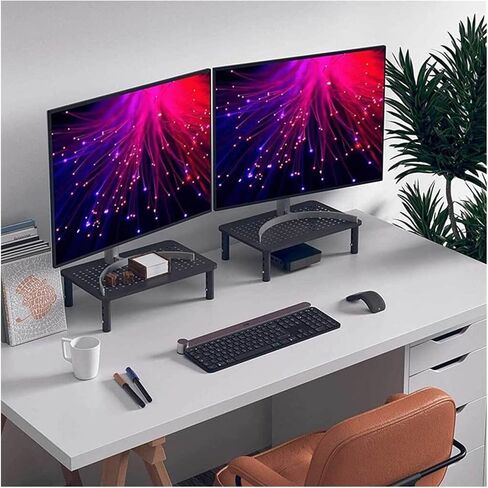 Screen Stand, Home Office Computer Display Heightening Stand with Drawer Antislip Adjustable Monitor Bracket Rack Desk Organizer in Saudi Arabia
