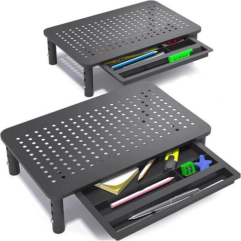 Screen Stand, Home Office Computer Display Heightening Stand with Drawer Antislip Adjustable Monitor Bracket Rack Desk Organizer in Saudi Arabia