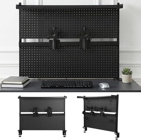 Privacy Panel with Monitor Stands Computer Accessories Clamp On Desk Organizer Shelf 51 X 34 Inch for Office Supplies Dorm Home Decor in Kuwait