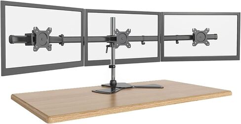 Three Screens Monitor Stand, Height Adjustable Monitor Mount with Metal Base, Fits for 17 Inch to 27 Inch Flat Curved Computer Screen in Kuwait
