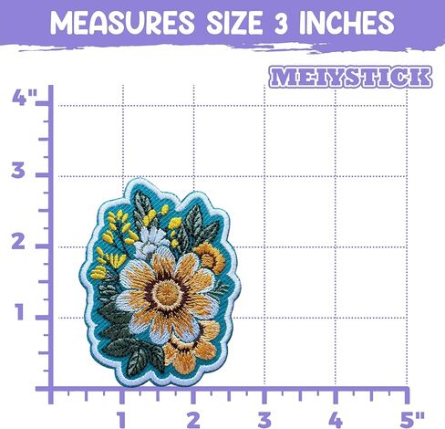 Wildflower Bouquet Embroidery Patch for Clothes Backpacks Hats Jeans Bags, Size 3" Iron Patch or Sew On Patches, Coquette Floral Applique Embroidery Patches, Gift for Flower Lovers (Style 2) in Saudi Arabia