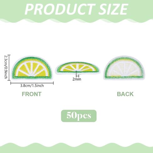 PH PandaHall 50pcs Embroidery Lemon Patches, Yellow Lemon Slice Fruit Patch Cartoon Cute Fruits Appliques Sewing on Iron on Applique Decoration Patches for Repair Clothes Backpack Hats Crafts in Saudi Arabia
