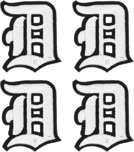 MECCANIXITY Gothic Iron on Letter Patches, 2" Letter D Patches Sew-on Embroidered Alphabet Patch A-Z Old English Letters for DIY Clothes Jeans Jackets Bags, White Black, 4pcs in Kuwait
