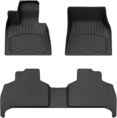 سجادات أرضية WeatherTech FloorLiner HP Custom Fit لسيارة BMW X5 50e، X5 50i، X5 M المنافسة - الصف الأول والثاني (441507-1-2IM)، أسود in Kuwait