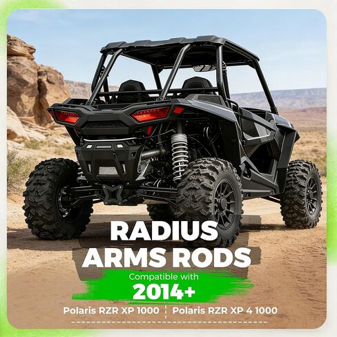 ALMULOO Black Rear Radius Arms Rods Compatible with 2014-2025 Polaris RZR XP 4 1000/ XP 1000 High Clearance Boxed Heavy Duty Steel W/Adjustable Heim Joints in Saudi Arabia