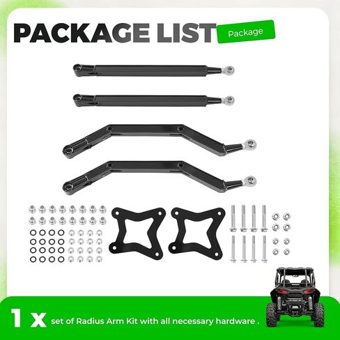 ALMULOO Black Rear Radius Arms Rods Compatible with 2014-2025 Polaris RZR XP 4 1000/ XP 1000 High Clearance Boxed Heavy Duty Steel W/Adjustable Heim Joints in Saudi Arabia