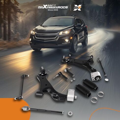 maxpeedingrods 10 قطع من ذراع التحكم السفلي الأمامي لسيارة Chevy Equinox GMC Terrain 2010-2017، K623489 K623488 مجموعة التعليق ذراع التحكم السفلي مع وصلة كروية وقضيب نهاية وربطة عنق وأحذية نهاية ومنفاخ in Kuwait