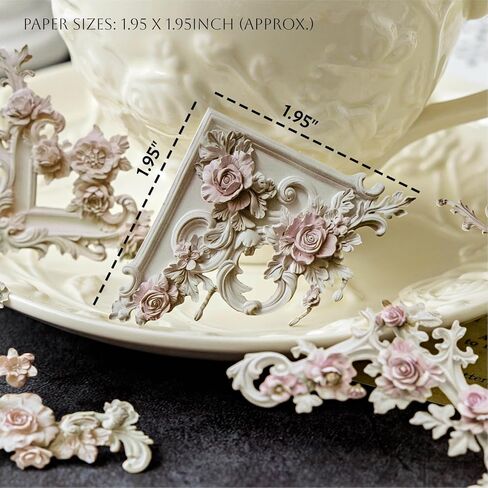 120Pcs Vintage Photo Frame Corners Decorative Paper, Embossed Cardstock Cutouts, Picture Border Frames for Scarpbooking Card Making Junk Journaling Collage Craft Embellishment Album Decor Non-Sticky in Saudi Arabia