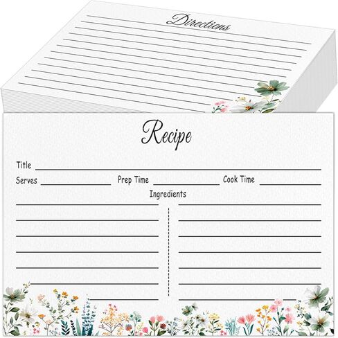 4x6 Recipe Cards for Bridal Shower and Wildflower Weddings, Recipe Card flower Double-Sided, Bridal Shower Card - 50 Pack in Saudi Arabia