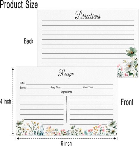 4x6 Recipe Cards for Bridal Shower and Wildflower Weddings, Recipe Card flower Double-Sided, Bridal Shower Card - 50 Pack in Saudi Arabia