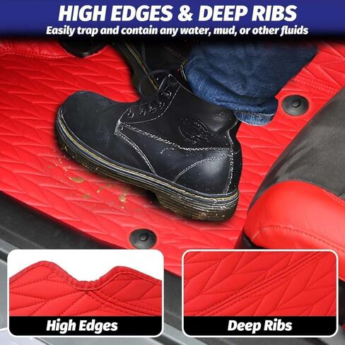 Red Full Floor Mats,All Weather Anti-Scratch Wear-Resistant Full Floor Protection Liner Carpet Coverage Pads for Corvette C8 Stingray Z51 2020+ for C8 Z06 2023+ and E-ray 2024+ in Saudi Arabia