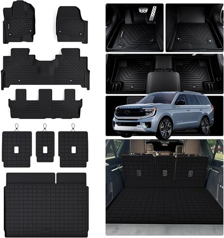 Floor Mats for 2025 2026 Ford Expedition 8 Seats 2nd Row Bench Seats (Not for Max) & Trunk Mat & Backrest Mat,TPE All Weather Protection Car Liners 3rd Row Covering The Backrest Accessories in Saudi Arabia