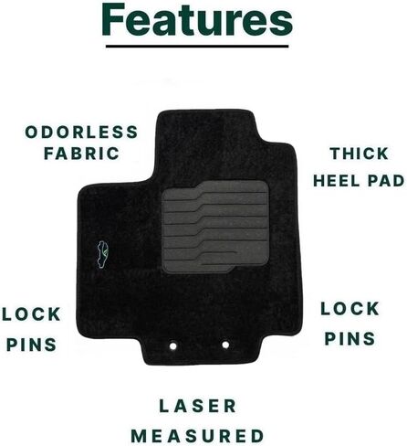ecoMats Carpet Floor Mats for 2022 to 2026 Nissan Pathfinder 8 Seats, Non Slip Driver Heel Pad, Safety Locks, 1st, 2nd and 3rd Row Set, Black Carpet in Saudi Arabia
