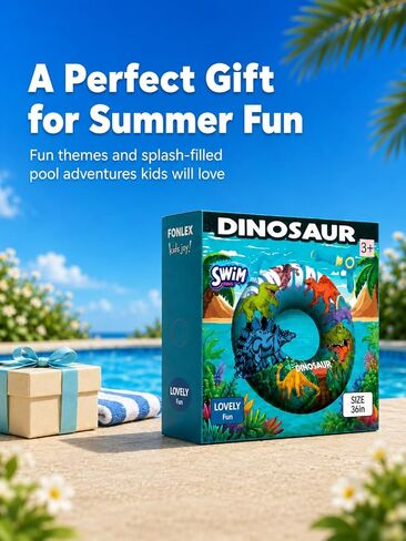 2 Pack Kids Pool Float with Water Gun, Inflatable Swim Ring Pool Toys for Kids Ages 3-12, Dinosaur & Mermaid Squirt Gun Floaties for Pool Party, Beach, Backyard Water Fight Summer Toy in Saudi Arabia