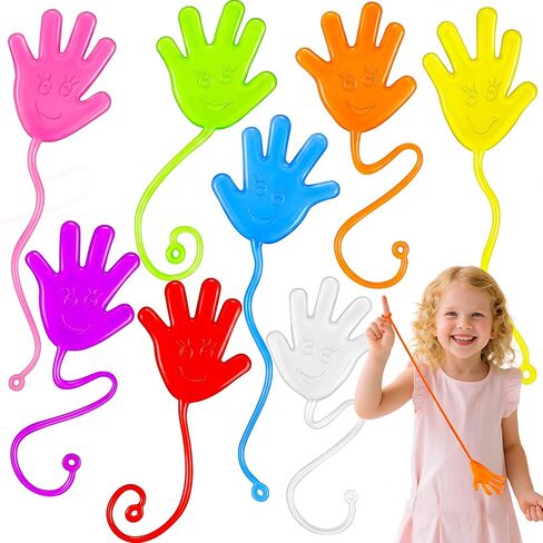 JOYIN Large 24Pcs Glitter Sticky Hands Party Favors, Party Table Favors Set for Kids, Holiday Traditions, Classroom Treasure Box Carnival Prizes Bulk Pinata Stuff Toys in Kuwait