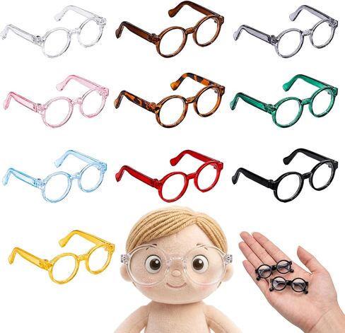 Doll Glasses, 10 Piece Assorted Color Doll Eyewear Set, Fashionable Accessories for Doll Play, Durable Plastic Doll Glasses for Various Doll Sizes in Saudi Arabia