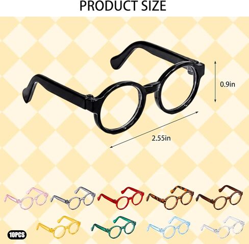 Doll Glasses, 10 Piece Assorted Color Doll Eyewear Set, Fashionable Accessories for Doll Play, Durable Plastic Doll Glasses for Various Doll Sizes in Saudi Arabia