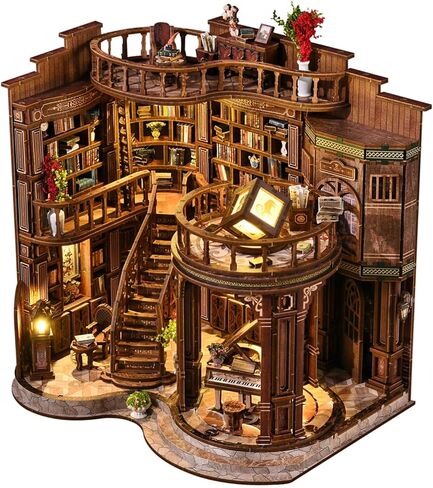 CLICLIET Book Nook Kit, DIY Book Nook Kits for Adults, 3D Wooden Puzzle Dollhouse House Kit, Tiny Miniature Model Bookshelf Decor Craft Kits with Led Light for Adults, Gifts for Family, Friends in Kuwait