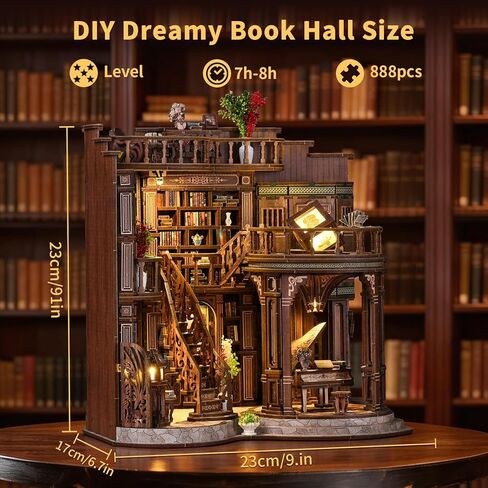 CLICLIET Book Nook Kit, DIY Book Nook Kits for Adults, 3D Wooden Puzzle Dollhouse House Kit, Tiny Miniature Model Bookshelf Decor Craft Kits with Led Light for Adults, Gifts for Family, Friends in Kuwait