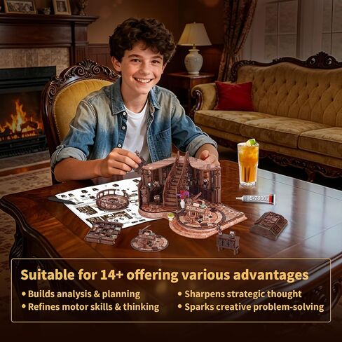 CLICLIET Book Nook Kit, DIY Book Nook Kits for Adults, 3D Wooden Puzzle Dollhouse House Kit, Tiny Miniature Model Bookshelf Decor Craft Kits with Led Light for Adults, Gifts for Family, Friends in Kuwait