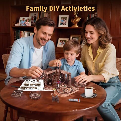 CLICLIET Book Nook Kit, DIY Book Nook Kits for Adults, 3D Wooden Puzzle Dollhouse House Kit, Tiny Miniature Model Bookshelf Decor Craft Kits with Led Light for Adults, Gifts for Family, Friends in Kuwait