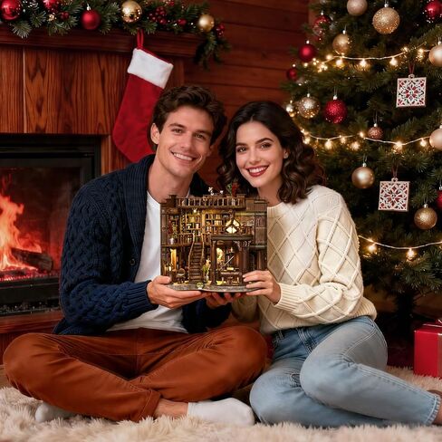 CLICLIET Book Nook Kit, DIY Book Nook Kits for Adults, 3D Wooden Puzzle Dollhouse House Kit, Tiny Miniature Model Bookshelf Decor Craft Kits with Led Light for Adults, Gifts for Family, Friends in Kuwait