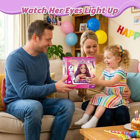 Princess Hair Styling Doll Head Makeup Kit for Girls- Pink, Purple Highlighted Wavy Hair Salon Set with 20+ Accessories - Makeup & Braiding Playset - Creative Gift for Girls Ages 3 4 5 6 7 8+ in Kuwait