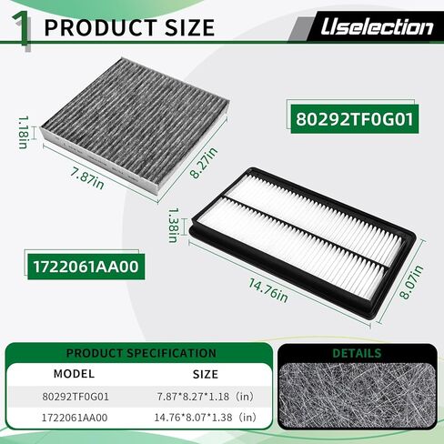 Engine Cabin Air Filter W/Activated kit for Pilot 3.5L (2023 2024 2025), MDX 3.5L ONLY (2022-2025) (only for 3.5L), Replaces 17220-61A-A00, 80292-TF0-G01, SA50144 (CA12934 CF11182) in Saudi Arabia