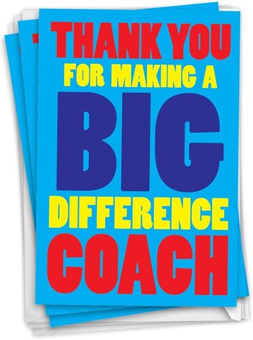 NobleWorks - Assortment Variety Bulk Pack of 3 School Teacher Thank You Greeting Cards (Coach) with Envelopes (3 Designs, 1 Each) Team Sports Stationary Notecards, Best Coach VC8126TYG-C1x3 in Kuwait
