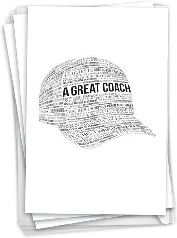 NobleWorks - Assortment Variety Bulk Pack of 3 School Teacher Thank You Greeting Cards (Coach) with Envelopes (3 Designs, 1 Each) Team Sports Stationary Notecards, Best Coach VC8126TYG-C1x3 in Kuwait
