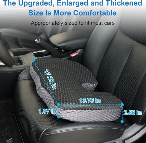 Car Seat Cushion for Driving Comfort & Support - Premium Memory Foam Seat Pad with Breathable Washable Cover, Non-Slip Bottom, Road Trip Essentials for Car Seats in Saudi Arabia